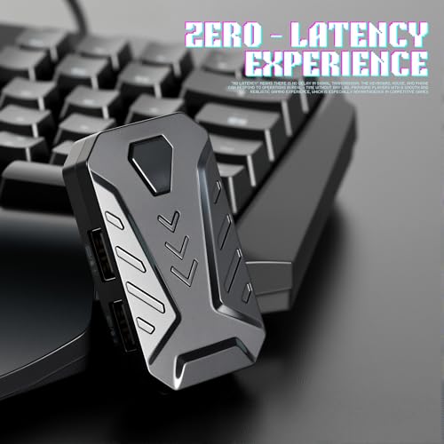 4 in 1 Mobile Game Combo Pack, One Handed Gaming Keyboard, Mouse, Converter & Adjustable Phone Stand, Half Keyboard for Mobile Phone Gaming, Fast Charging, No Latency