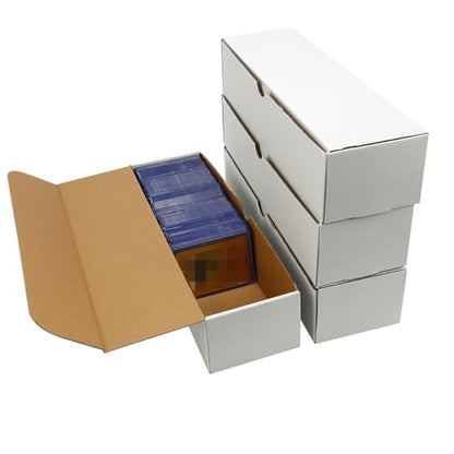 4-Pack • 3200-Count Trading/Gaming Card Box – Fits Toploaders & Sports Cards – Heavy-Duty Cardboard Organizer - size: 4-Pack-White