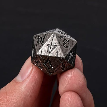Metal Dice for DND - Ancient Cracked Pharaoh Ruins – Iron | Beautiful 7pc Polyhedral Dice Set, Smooth Rolling, Role Playing Games (RPG), Compatible with D&D, for Dungeons and Dragons - color: Ancient Iron