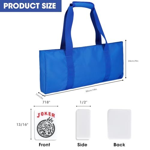 Suncle American Mahjong Tile Set,166 White Tiles Mahjong Set,4 Colors Mahjong Racks,Travel Mahjong Set with Blue Carrying Bag - color: Blue