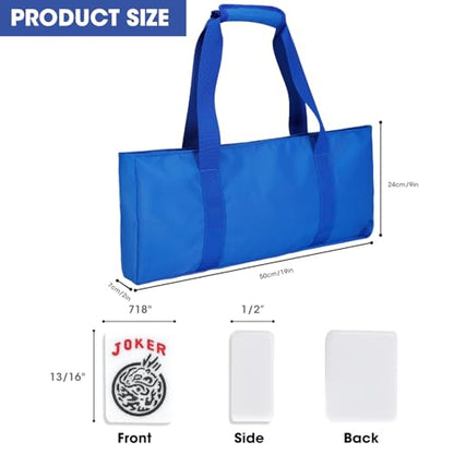 Suncle American Mahjong Tile Set,166 White Tiles Mahjong Set,4 Colors Mahjong Racks,Travel Mahjong Set with Blue Carrying Bag - color: Blue