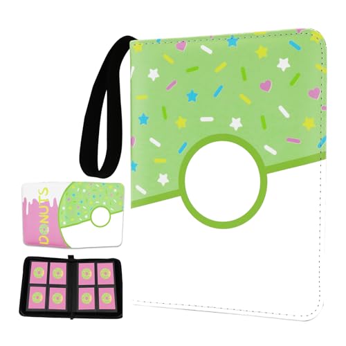 4 Pocket Portfolio Card Binder 240 Card Holder Album, Green Donut Trading Cards Holder Zipper Binder for Girl Teen Collection (Green Donut, 240 Pocket (Portfolio)) - color: Green Donut, size: 240 Pocket (Portfolio)
