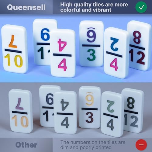 Queensell Mexican Train Dominoes Set Double 15 with Numbers - Dominoes Set for Adults and Family – 136 Tiles, 9 Trains, Wooden Hub, 8 Tile Holders, Aluminum Case (D15 Numbers + 8 Holders) - style: D15 Numbers + 8 Holders