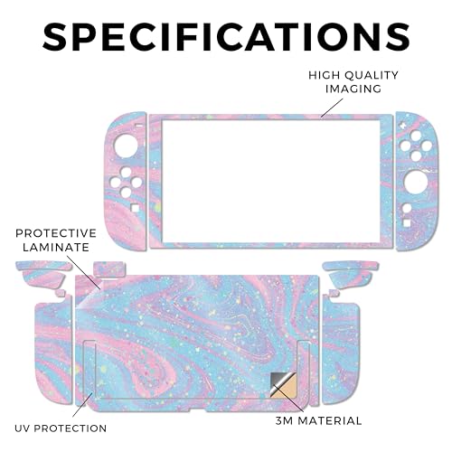 Glossy Glitter Gaming Skin Compatible with Nintendo Switch 2 Console Only - Cotton Candy Swirl - Premium 3M Vinyl Protective Wrap Decal Cover - Easy to Apply | Crafted in The USA by MightySkins - color: Cotton Candy Swirl, size: Switch 2 Console Skin Only