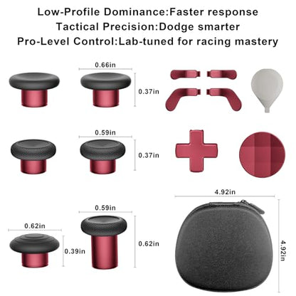 14-in-1 Controller Accessories Kit Compatible with Xbox Elite Series 2, 6 Premium Metal Thumbsticks, Swap Joysticks, 4 Interchangeable Paddles, 2 D-Pads, 1 Tool & 1 Storage Bag (Red) - color: Red