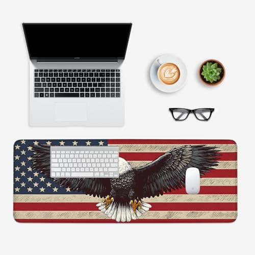 Mouse Pad, Large Anti-Slip with Stitched Edges Desk Mat Desktop Laptop Computer Desk Keyboard Mat,Table Protector Blotter Mat (Eagle Flag, 31.5" x 11.8") - color: Eagle Flag, size: 31.5" x 11.8"