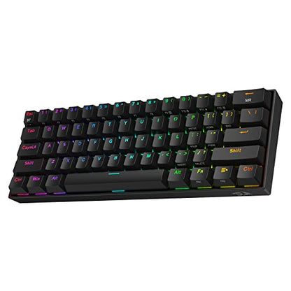 Redragon K530 Pro Draconic 60% Wireless RGB Mechanical Keyboard, BT/2.4Ghz/Wired 3-Mode 61 Keys Compact Gaming Keyboard w/Hot-Swap Socket, Free-Mod Plate Mounted PCB & Tactile Brown Switch - color: Black, size: Brown Switch