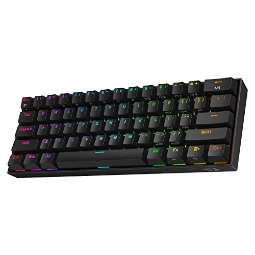 Redragon K530 Pro Draconic 60% Wireless RGB Mechanical Keyboard, BT/2.4Ghz/Wired 3-Mode 61 Keys Compact Gaming Keyboard w/Hot-Swap Socket, Free-Mod Plate Mounted PCB & Tactile Brown Switch - color: Black, size: Brown Switch