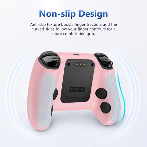 Case Cover Compatible with Steam Controller 2 2026, Soft Silicone Protector Cover Skin Case for Steam Controller 2 with Thumb Grip Caps, Anti-Scratch, Shockproof (Pink) - color: Pink