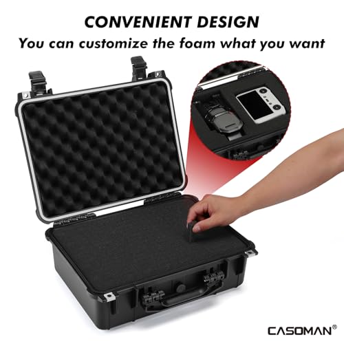 CASOMAN Water-proof Box, with Cush- Proof Sponge, IP67 Water Proof Grade, Large Waterproof Hard Case with Customizable Foam, Perfectly Protection of Camera, Drones, Lens,Equipments, 16"x13.2"x7" - size: 16" X 13.2" X 7"