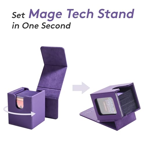 Mage Tech Commander Deck Box Lite - Card Display with Snap Card Holder & Removable Cover, Fits 100+ Single-Sleeved Cards, Ideal for MTG, PTCG, OPCG, SWU & More (Blue) - color: Blue