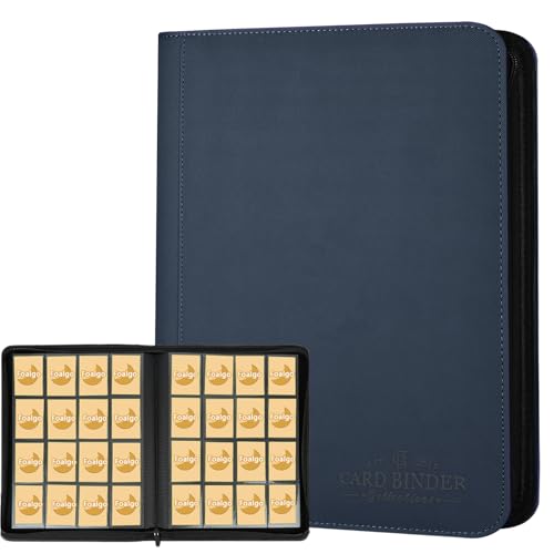 Trading Card Binder 16 Pocket, Foalgo PU Cover Card Binder for 1000+ Cards, Premium Trading Card Holder Folders, Double Sided Pocket Card Album for MTG, TCG (Blue) - color: blue22