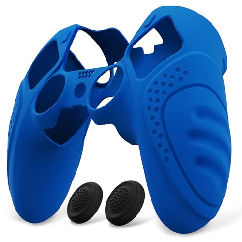 PlayVital Guardian Edition Anti-Slip Ergonomic Silicone Cover Case for ps5 Edge Controller, Soft Rubber Protector Skin for ps5 Edge Wireless Controller with Thumb Grip Caps - Blue - color: Blue