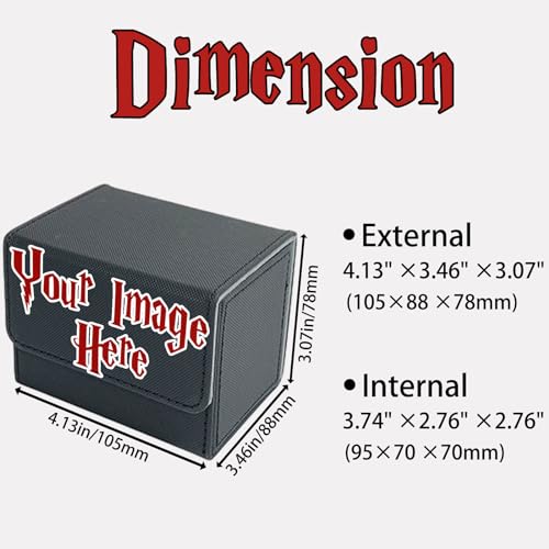 Custom Card Deck Box, Premium Leather Deck Case for TCG, MTG, CCG, OCG Storage, Make Your Own Card Cases, Compatible with Magic The Gathering - size: Horizontal