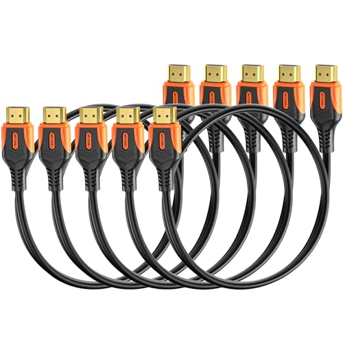 HDMI 2.0 Cable, 3FT, 5-Pack, 18Gbps | Neat for Desk Monitors and HDMI Switch, 4K@60Hz, 2K@240Hz, HDR10, ARC, Dolby, HDCP 2.2 - size: 3FT