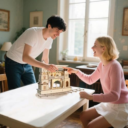 Music Park 3D Wooden Puzzle, Big Ben Clock | Real working Big Ben clock wooden model kits for adults. Craft kits. Christmas and birthday gift for adults. - color: Station