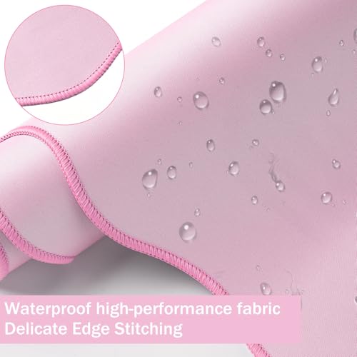 Sabary Scalloped Desk Mat Keyboard Mouse Pad Set 31.5 x 15.7 Inch Pink Table Mat Keyboard Wrist Rest Cute Preppy Mouse Pad with Wrist Rest Coaster Ergonomic Non-Slip Waterproof Gaming Desk School - color: Pink, size: 31.5 x 15.7 Inch