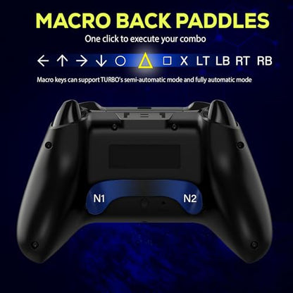 QRD N5 Wireless Controller for PS4 Pro Slim PS3 PS2 Steam Deck PC, Halleffect Gamepad Joystick with 3.5mm Audio Port+Speaker+Mic, Macro N1+N2, Turbo Speed Up, Spark N5 - color: PS4 Wireless Controller