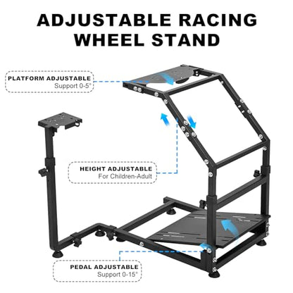 CXRCY Racing Wheel Stand, Height Adjustable & Foldable for G920 G29 G27 G25 | Foldable for compact storage. Wheel & pedals not incl. Also fits Fanatec & Thrustmaster bases. Xbox,PS4,PS5,PC. - color: Black With Adjustable Shifter pedal