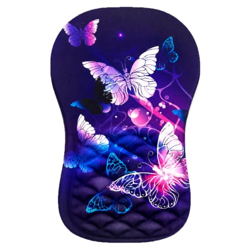 Ergonomic Mouse Pad with Wrist Rest, Mouse Pad with Memory Foam Massage Support, Non-Slip PU Base, Comfortable Typing Cushion for Home Office Computer Laptop, Butterfly - color: Butterfly