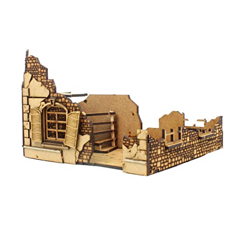 War World Gaming Destroyed Normandy House for Historical Wargames 20-28mm Scale Laser Cut MDF Building - size: Destroyed Normandy House