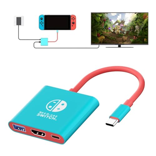 Switch Dock, Portable TV Docking Station Compatible with Steam Deck/ROG Ally/Legion GO, 3-in-1 Switch Travel Dock with HDMI 4K@60Hz, 100W Charge PD Port and USB 3.0