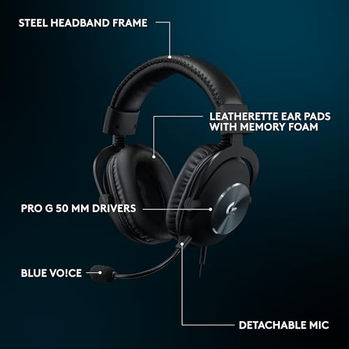 Logitech G PRO X SE Wired Gaming Headset - Black | Blue VO!CE Detachable Boom Mic, DTS 7.1, 50 mm Drivers, USB/3.5mm Aux, USB DAC Included for PC - size: Wired, style: Special Edition