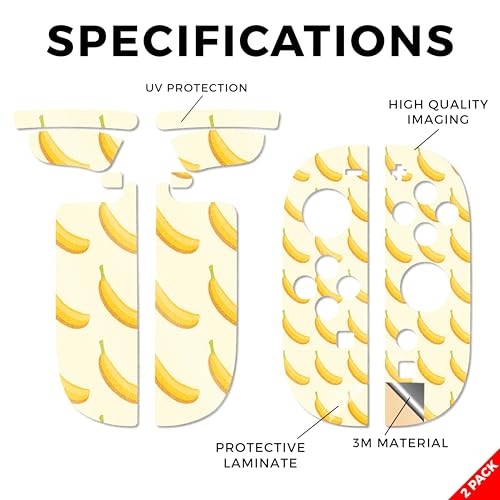 Glossy Glitter Gaming Skin Compatible with Nintendo Switch 2 Joy-Con Controller 2 Pack - Banana Grid - Premium 3M Vinyl Protective Wrap Decal Cover - Easy to Apply | Crafted in The USA by MightySkins - color: Banana Grid, size: 2 Pack of Joy-Con Skins, st