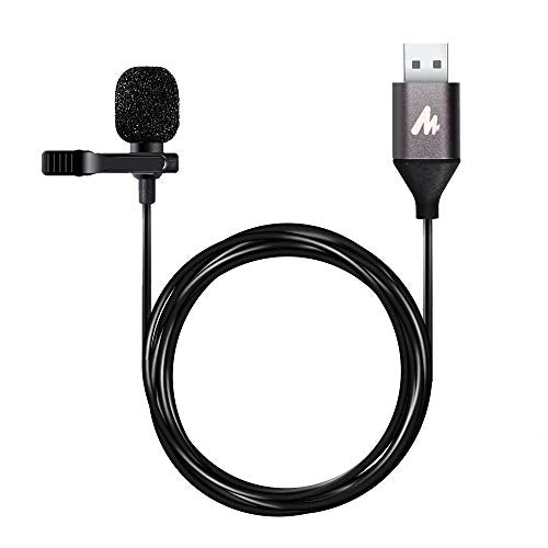 MAONO UL10 USB Lavalier Microphone, 192kHz/24bit for Interview and Vlogging | Omnidirectional, Plug & Play for PC, Computer, Mac, Laptop, Conference Calls, YouTube Video, Dictation, Meeting, Recording