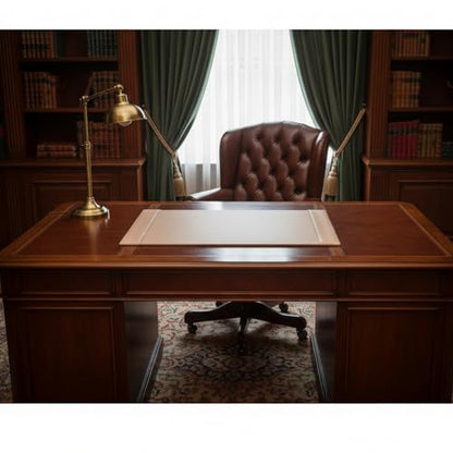 Dacasso Bonded Pad with Side Rails Luxury Leather Desk Blotter for Writing, 30 x 18 (White Latte) - color: White Latte