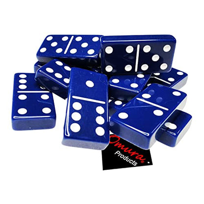OMURA Games | Acrylic Double 6 Jumbo Dominoes Set | Color: Midnight Sapphire - color: Midnight Sapphire
