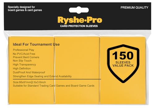 Premium Card Sleeves, 150 Sleeves 2.6''x3.6''(66x91mm) Compatible with Standard Size Trading Cards, Fit for MTG PTCG Game Cards, Baseball Cards, Sport Cards (Yellow) - color: Yellow, size: 150 Matte Sleeves