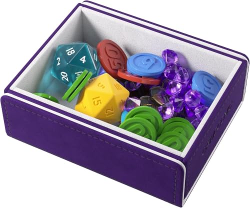 Token Keep - Premium Token Box for Safe Storage, Fits Dungeon 1100+ and Dungeon S 550+, Holds Tokens, Dice, and Cards, Fully Usable During Gameplay, Purple/White Color, Made by Gamegenic - color: Purple/White