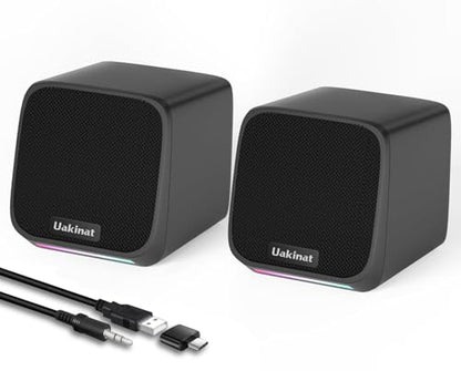 Computer Speakers for Desktop PC,Desktop Speakers,Small Computer Speakers USB Powered 3.5mm Aux Speaker