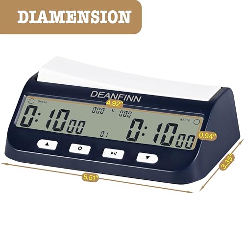 Chess Timer Clock, Portable Digital Chess Timer for Professional Board Game Competitions with Basic,Bonus, Delay, and On/Off Alarm