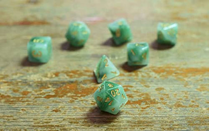 Polyhedral DND Dice Set Green Jade Dice Set for D&D Tabletop Games | Leather Storage Bag, Imitation Jade, DM Gift, for Dungeons and Dragons Role Playing Games - color: 7pcs Green Jade
