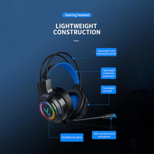 TEHAUX Wired Over-Ear Gaming Headset with Mic, 7.1 Surround Sound PC Headphones, Soft Ear Pads, Black, 3.5mm Jack for Professional Gamers