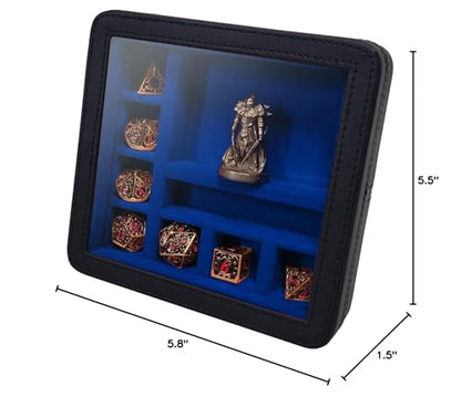 Forged Dice Co. RPG Character Shrine Display Case for Dice and DND Miniatures - Includes Travel Dice Tray and Display Lid - Compatible with Dungeons and Dragons Dice and Miniatures - Blue - color: Blue