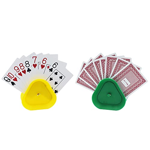 Yuanhe Playing Card Game Holder - Triangle Shaped Hands-Free Poker Holder Tray, 4 Colors, Set of 8 - style: Set of 8