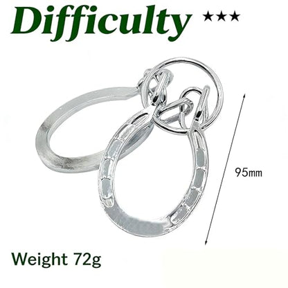 MAGIKON Traditional Brain Teaser, Classical Metal Horseshoe Puzzle Silver | Metal, silver finish, 4x2.5x1.5in, interlocking, logic puzzle, for kids adults, focus training