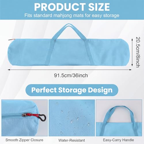 34-Inch Mahjong Mat Bag, Heavy-Duty Canvas Carrying Bag with Center Dual Handles & Smooth Zipper, Fits Mahjong Mat, Racks & Tiles, All-in-One Travel Storage Bag(Blue) - color: Blue