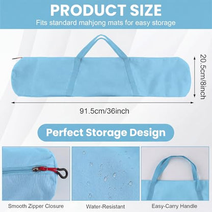34-Inch Mahjong Mat Bag, Heavy-Duty Canvas Carrying Bag with Center Dual Handles & Smooth Zipper, Fits Mahjong Mat, Racks & Tiles, All-in-One Travel Storage Bag(Blue) - color: Blue