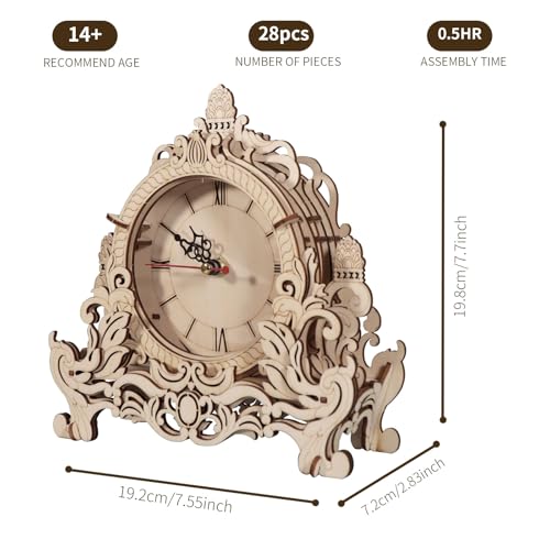 Music Park 3D Wooden Puzzle Clock Model Kits Building Kits Desktop Clock DIY Architectural Building Blocks Creative Gift Home Decor for Family | DIY desktop clock model building kit. Architectural design craft kits for adults. Home decoration and gift. -