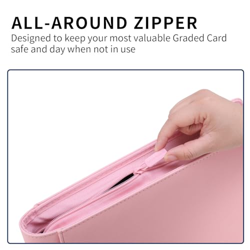 Snekdy premium 1024-pocket trading card binder, 16-pocket cards album, waterproof PU-leather Cover album with side loading, holds gaming, baseball, basketball & sports cards (Pink) - color: Pink