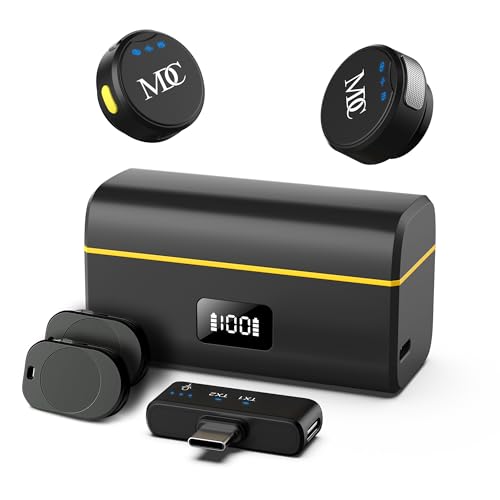 USB-C Wireless Lavalier Microphone - Mini Mic for Video Recording, Live Streaming & Vlogging - 500ft Range, 23hr Battery, Noise Cancellation & Reverb - Type-C Connector