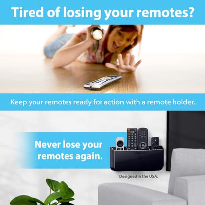 TotalMount Drop-Free Remote Holder – Removable Adhesive Strips – XL Black | Designed in the USA – Simply Put the Remotes In – No Tricky Magnet Alignment Needed (Holds 3 or 4 Remote Controls) - color: Black