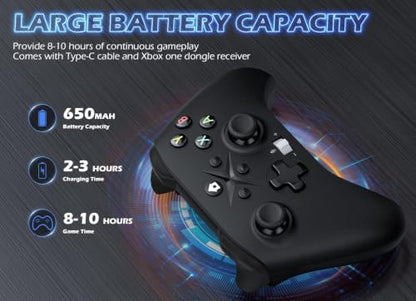Xexvyrin Wireless Controller for X-box One, X-box Series X/S, PC, Switch, iOS, Android, LED Gaming Controller with TURBO, Macro Function, 6-Axis Gyro, 3.5mm Audio Jack, 2.4GHz Adapter（Black and white two-pack） - color: Black and white