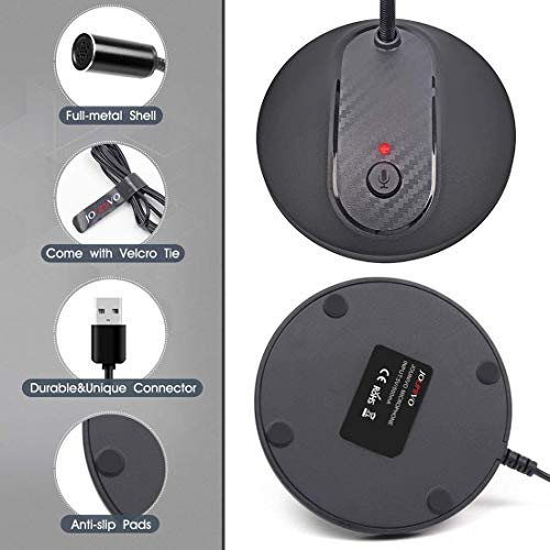 USB Microphone, 360 Degree Adjustable Gooseneck Design, Mute Button & LED Indicator, Noise-Canceling Technology, Plug & Play, Compatible with Windows & MacOS - color: JV-601