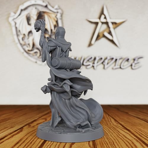 AUSPDICE Unpainted Lich Mini, DND Miniatures for Tabletop RPG-AS217 | Undead Spellcaster with Open Spellbook, Skull Relic and Flowing Robes for Fantasy Gaming, Dungeon Masters and RPG Accessories