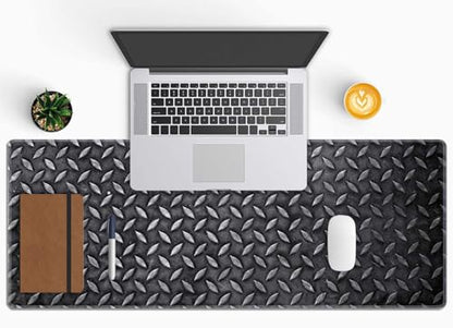 Black Grey Iron Texture XL Mouse Pad,Large Mouse Pad Gaming 31.5 x 11.8 in Mouse Mat Desk Pad,Extended Keyboard Mousepad Large Desk Mat with Non-Slip Rubber Base and Stitched Edge for Home Office - color: Black Grey Iron Texture